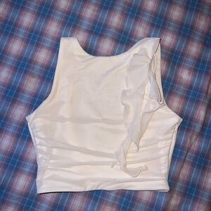 Oh Polly White Ruffle Crop Top